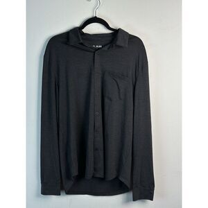 01.ALGO Performance‎ Sun UPF 50 Repel Button Down Shirt Men's L Black Gray